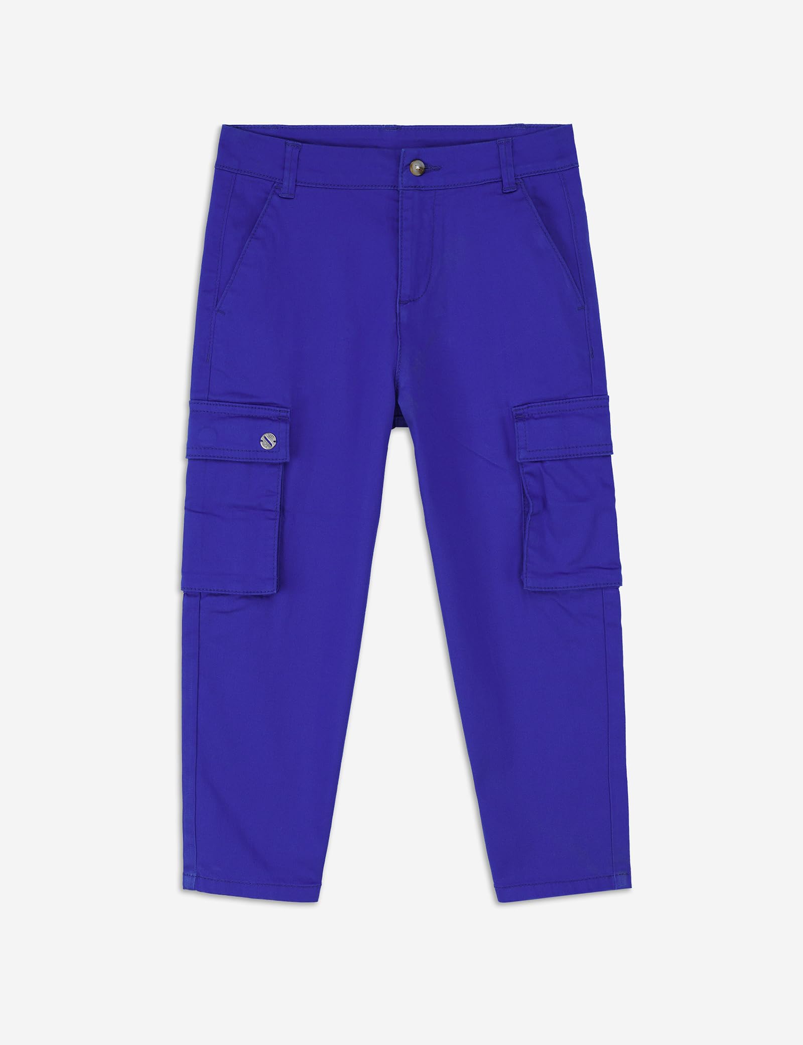 Pantaloni cargo a gamba dritta da bambina, con tasche con passante per cintura e tessuto elasticizzato in cotone, 2-13 anni