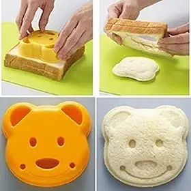 QTMY Cortador de molde sanduíche em forma de urso, fabricante de formadores de sanduíche de pão para crianças