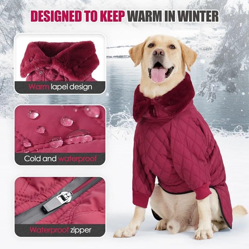Ropa Cálida para Mascotas para Clima Frío, Impermeable Al Aire Libre, con Cremallera, Chaqueta para Perros, Abrigo Grueso Y Cálido para Perros, Ropa para Perros De Nieve, Abrigo para Labrador, Pa
