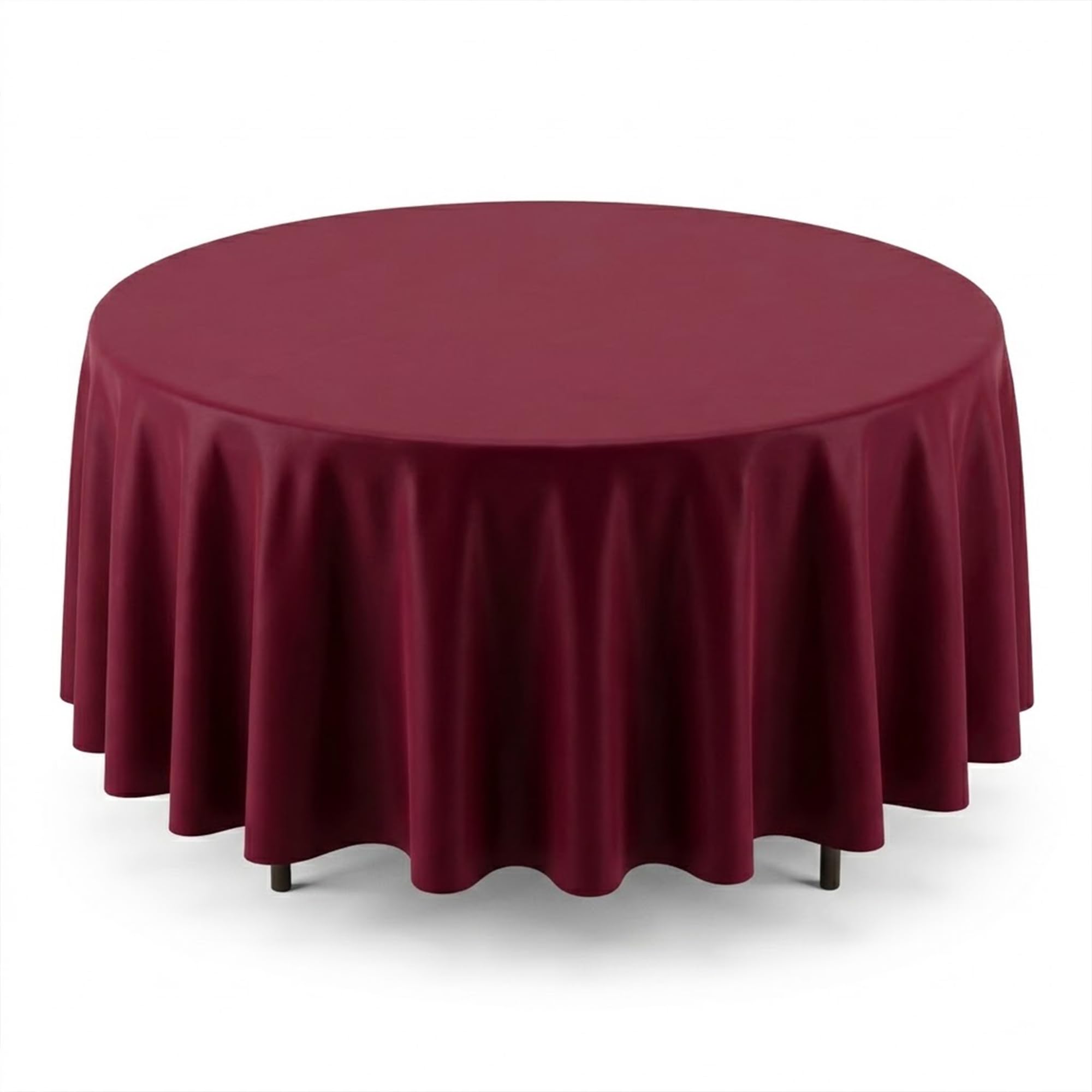 Venuscello 9 x Burgundy Round Plastic Tablecloths Covers Reusable 84" (213cm) for Elegant & Durable Birthday & Events Table Decorations Home Use โ image 1