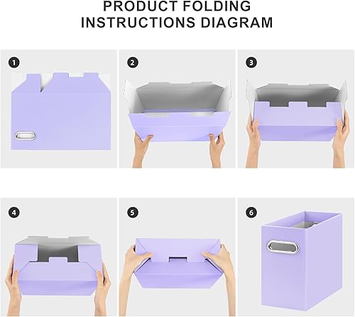 Miniatura 3 de Oterri Organizador de archivos, caja de almacenamiento pequeña, organizador de carpetas de archivos de cartón, caja de archivos plegable,