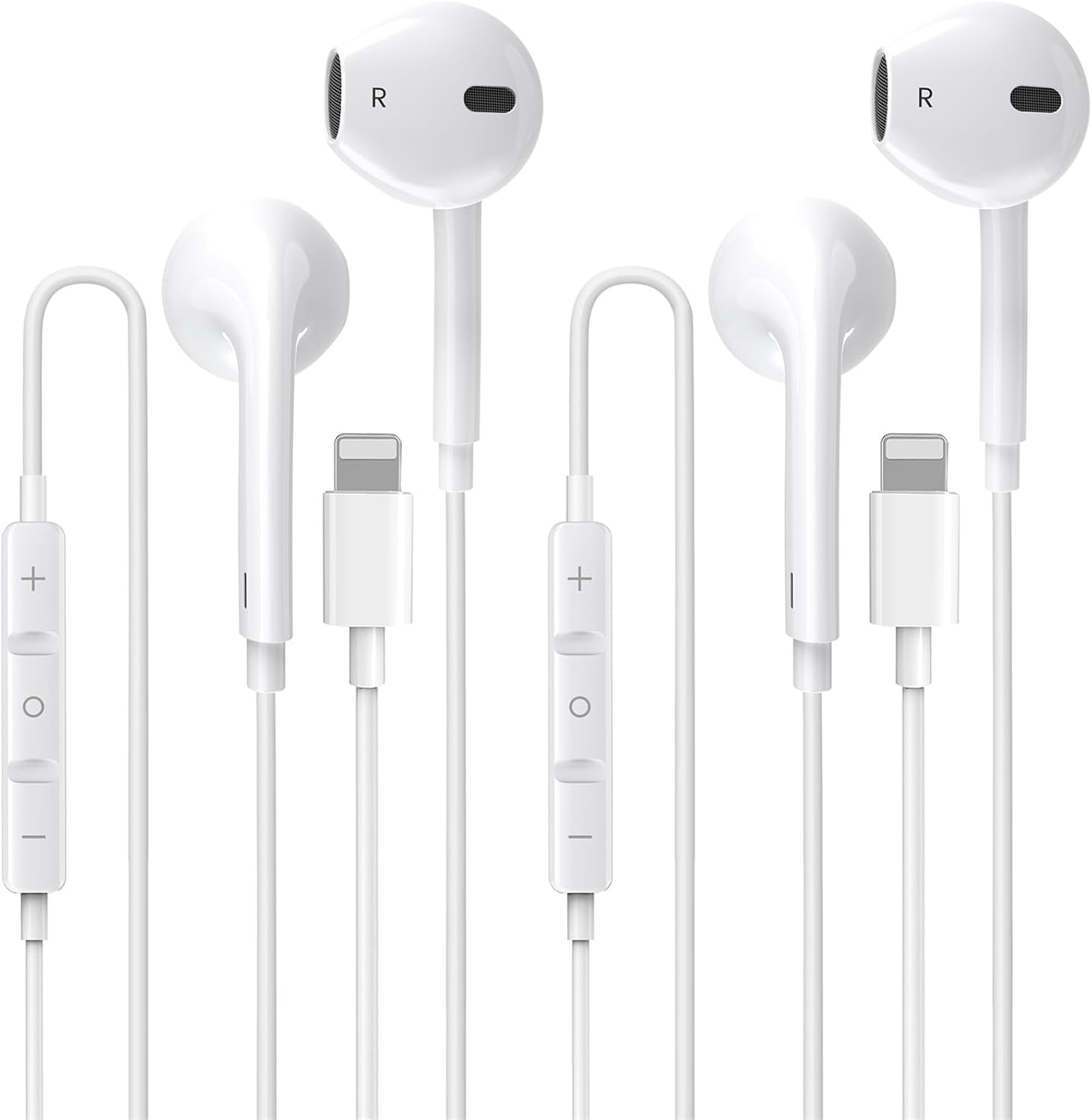 2 Pack-Apple Earbuds/iPhone Headphones/Wired Earphones/Lightning [Apple MFi Certified] Built-in Microphone & Volume Control Compatible with iPhone 14/13/12/11/8/Pro Max/X/7, Support All iOS System