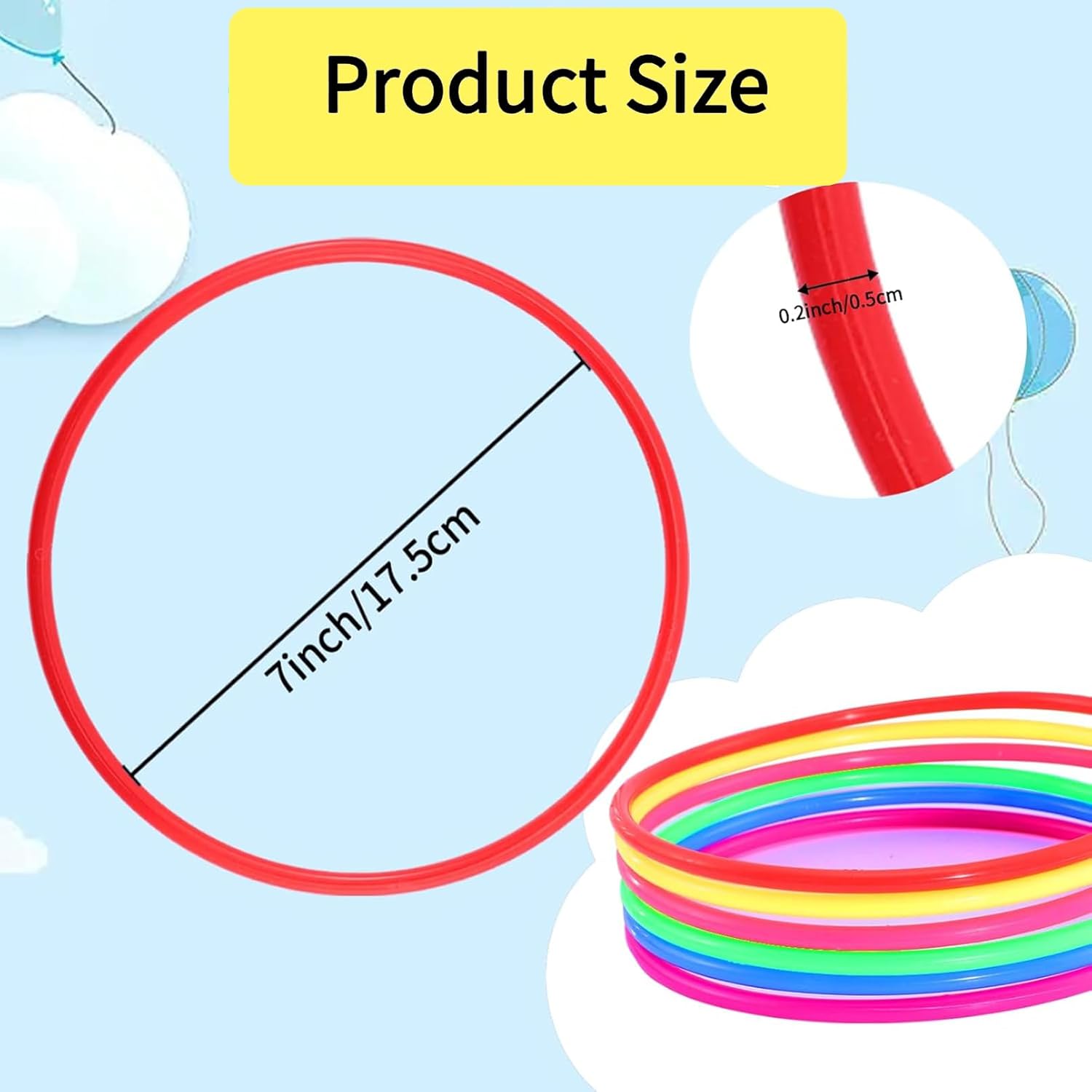 Jeffbaubl 48 PCS Plastic Toss Rings, 7 inch Multicolor Ring Toss Game for Speed and Agility Practice Training Games, Outdoor Training Rings Carnival Ring for Garden Backyard Outdoor Games