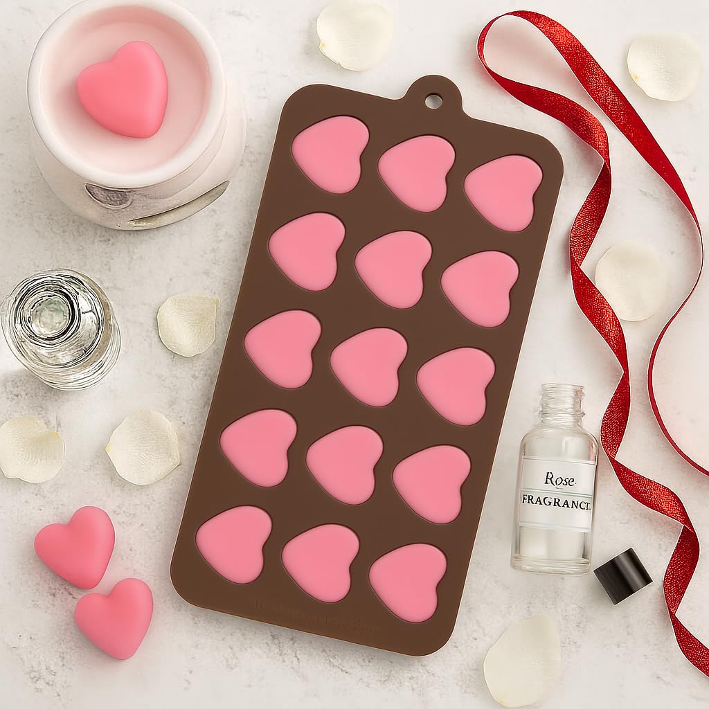 Mrs. Anderson's Baking Moldes de chocolate, silicona de grado europeo, corazones, juego de 2