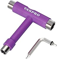 Vanpro All-in-One Skateboard T-Tool - Multi-Functional Skate Tool for Trucks, Wheels, Bearings & Roller Skates - Snow Purple