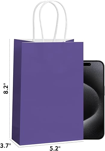 Miniatura 19 de REMTAP Bolsas de papel de regalo de 8 x 4.5 x 10.5 pulgadas, 50 bolsas de papel kraft con asas, bolsa de regalo a granel para bodas, fiestas