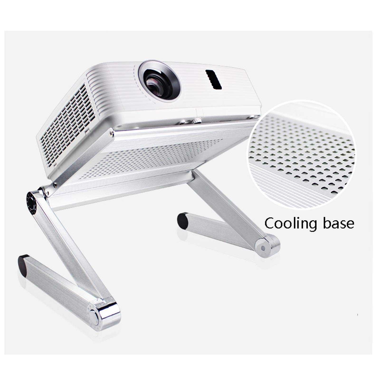 Supporto multifunzione per proiettore, supporto da scrivania per laptop - Supporto regolabile per laptop, supporto di raffreddamento - Supporto per proiettore in alluminio per scrivania, argento per
