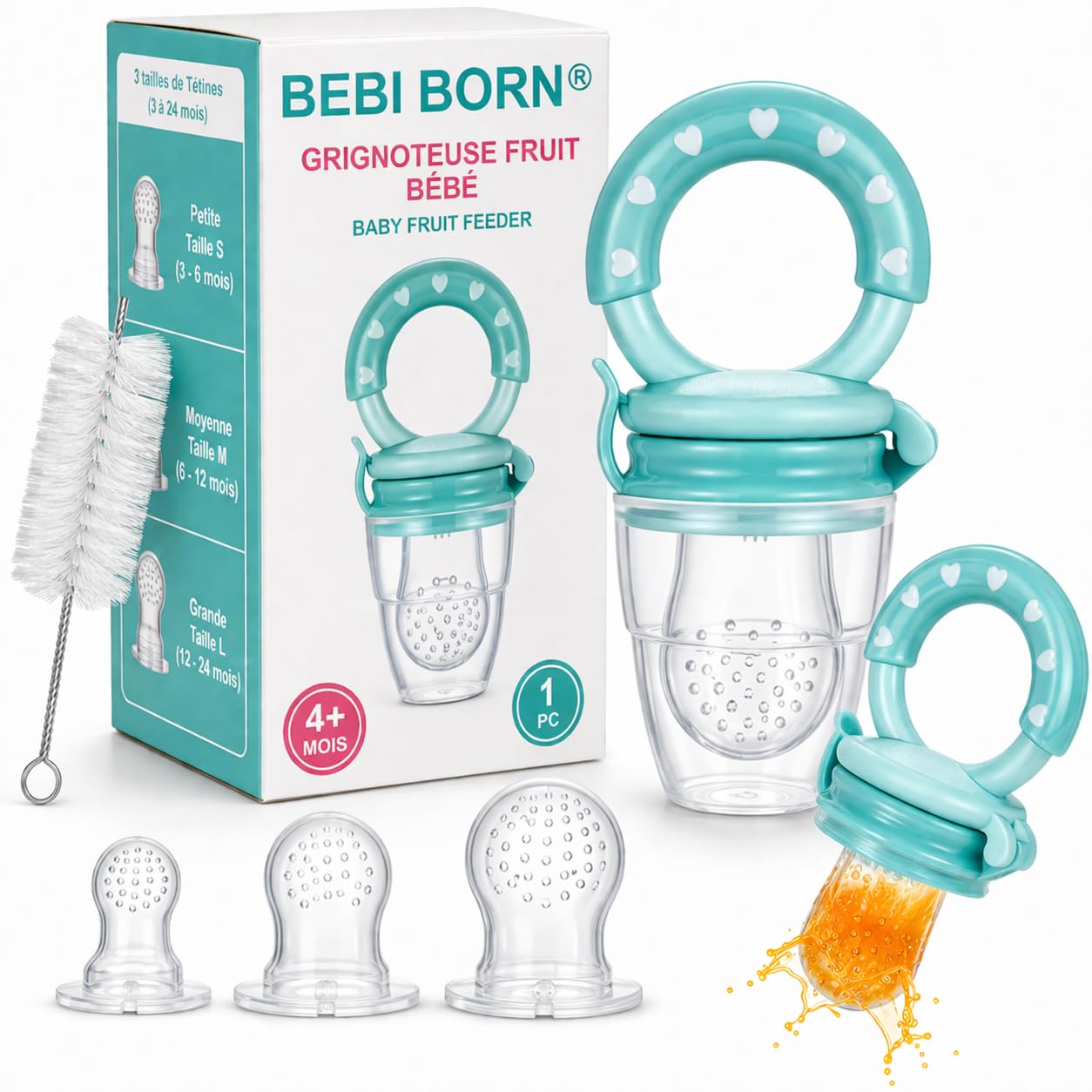 BEBI Born Baby Fruit Feeder Pacifier BPA-Free Silicone 3 Sizes Blue