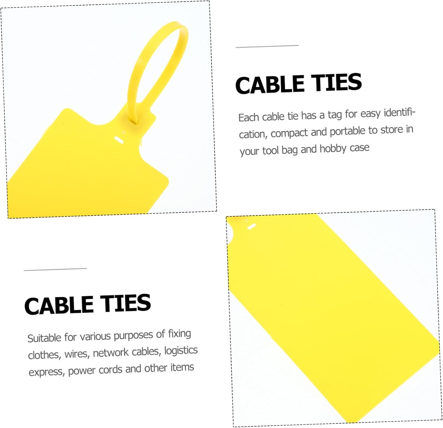 Veemoon 100pcs Yellow Plastic Shipping Tags with Cable 5.8x100mm Labeling Tags for Luggage and Industrial Packaging for Shipping and Inventory Management