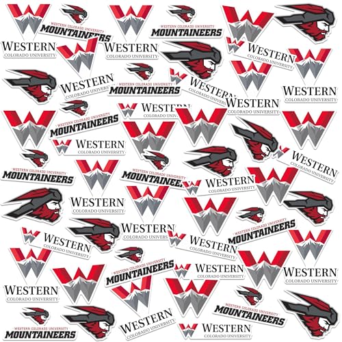 Western Colorado University Spirit Logos 50ct Vinyl Large Deluxe Stickers Variety Pack - Laptop, Water Bottle, Scrapbooking, Tablet, Skateboard, Indoor/Outdoor