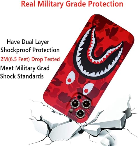 Miniatura 5 de Kukukecase Funda suave para iPhone 11 Pro Max, diseño de dibujos animados de moda linda cara de tiburóndientes de tiburón, a prueba de golpes,