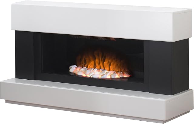 Adam Verona Freestanding Electric Fire, 2000 Watt, White/Grey