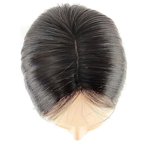 Miniatura 6 de Postizo de pelo de 3.1x4.7 in, base mono, cabello humano real, hecho a mano, con 3 clips para mujer, pieza de cabello natural (marrón oscuro, 10