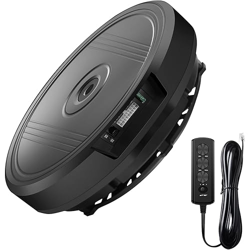 j Junsun 800W Powered 12" Car Subwoofer, Anti-Theft Spare Tire Design, Deep Bass, Easy Install and Remote Bass Knob, Perfect for Car Audio Enthusiasts 2025 (Subwoofer + Mounting Wire Kit)