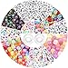 DICOBD 1500pcs Beads Kit Letter Beads in 11 Styles Acrylic Cube Beads Transparent Glow in The Dark Beads with 2 Rolls of 9 Meters Elastic String Cord
