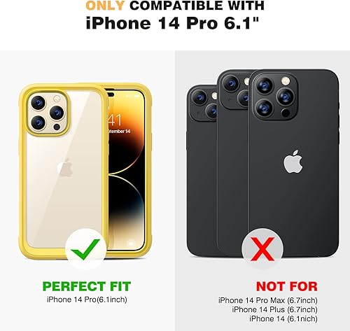 Miniatura 15 de Diaclara - Funda diseñada para iPhone 14 Pro Max, resistente, de cuerpo completo, con protector de pantalla sensible al tacto y antiarañazos + Blanco