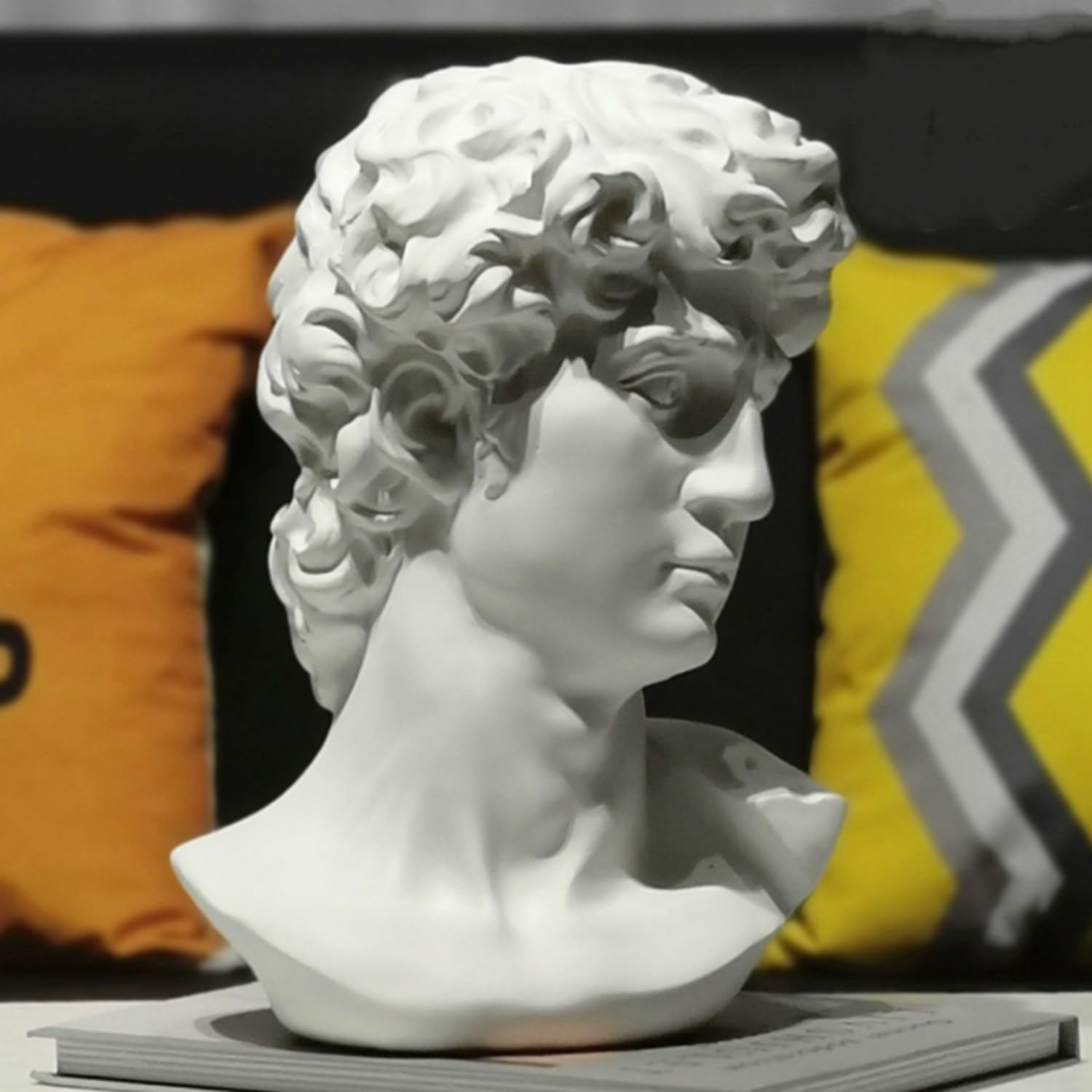 David Statue Greek Bust,Head Bust Statue for Roman Home Decor,Coffee Table Decor White,Greek Mythology Decorfor Bedroom/Living Room/Office 5.9"