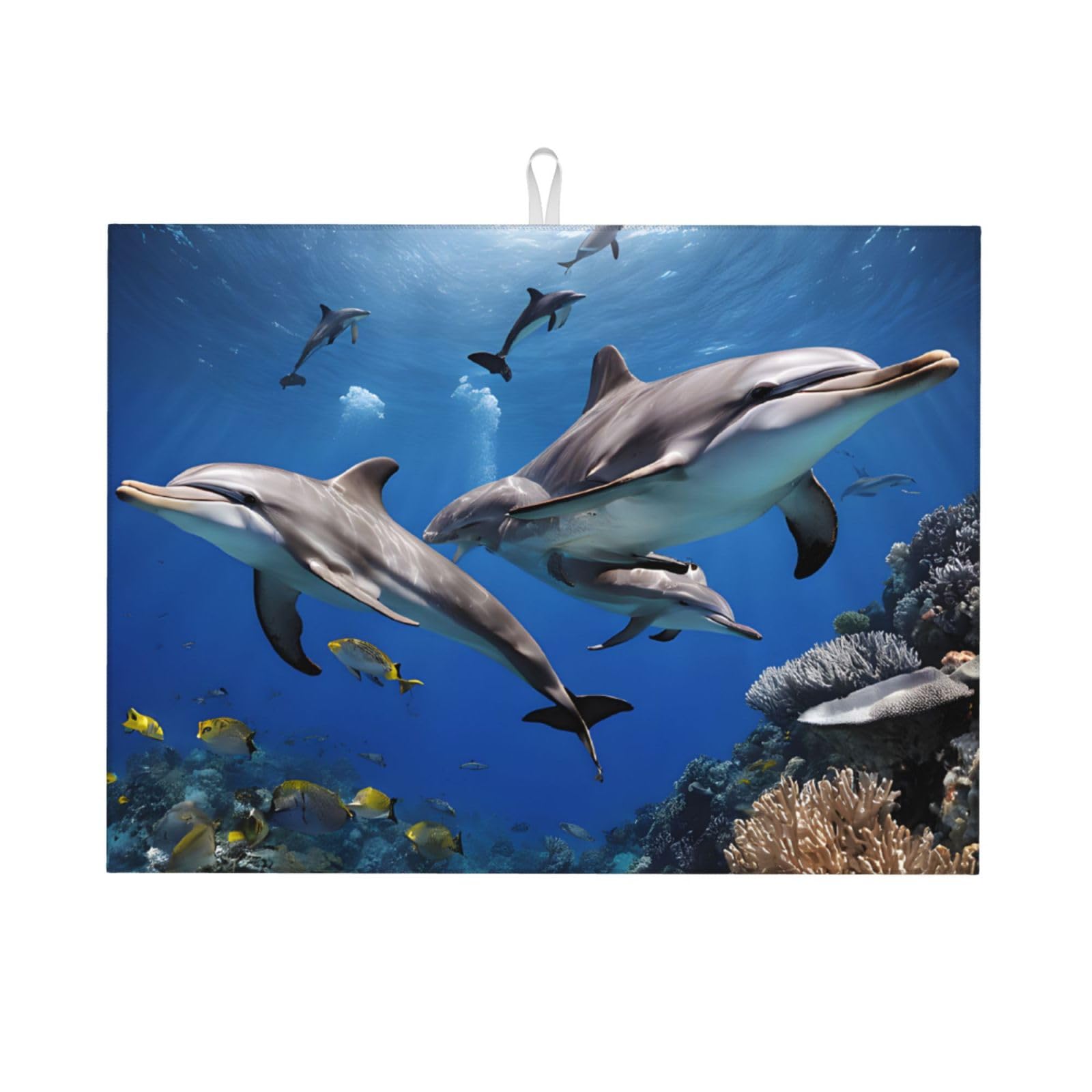 Killer Whale Printprint Dish Drying Mat, Microfiber Dry Pad, Quick-Drying Dish Drainer Board Mat For Kitchen Counter-Top Tabletop Accessories,24x18 Inch