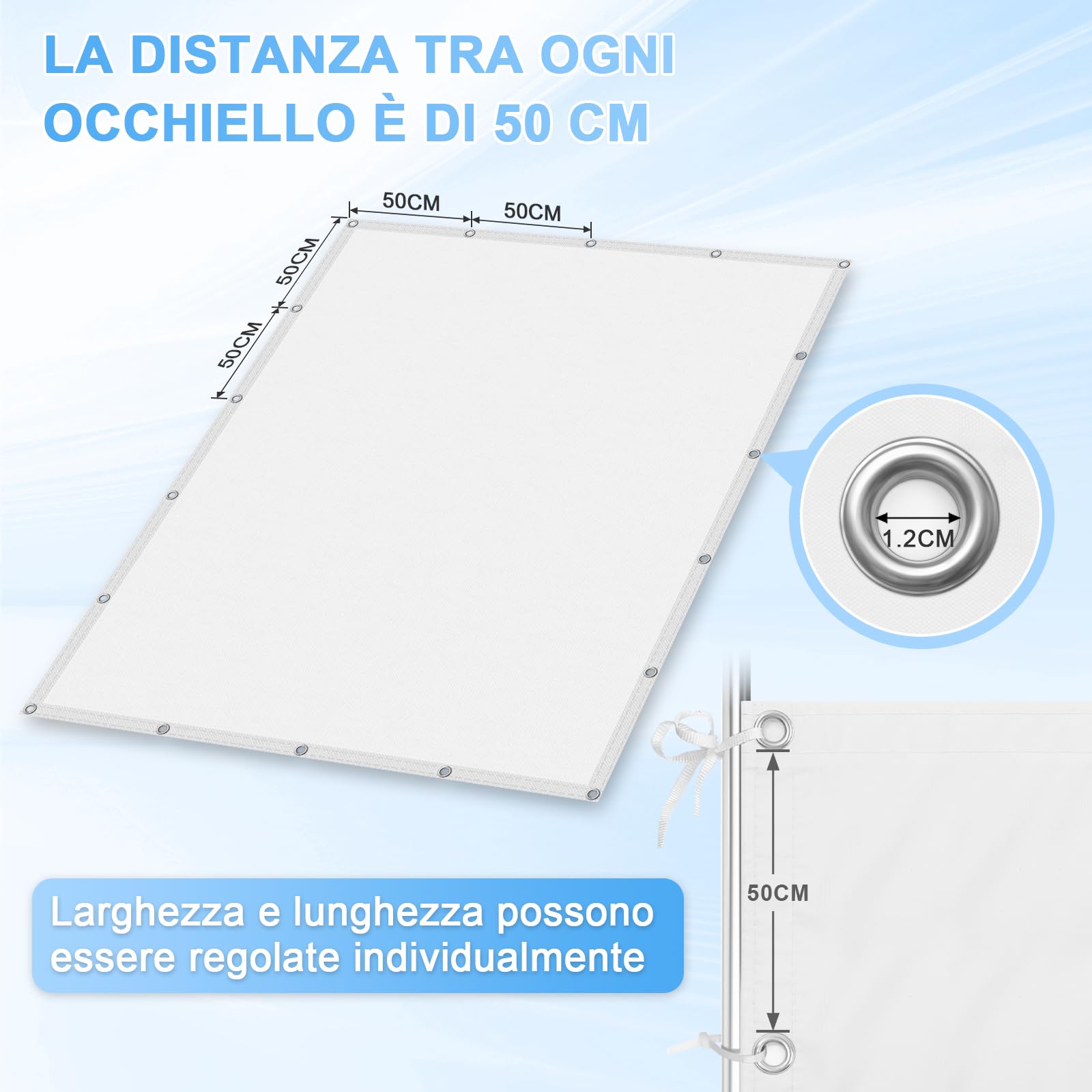 Sunnylaxx Tenda a Vela 2.5x3m-Bianco,Rettangolare Vela Ombreggiante,Sunnylaxx Con fori di fissaggio e cinghie,protezione solare per esterni,per giardino balcone,serra,piante,terrazzo, pollaio,