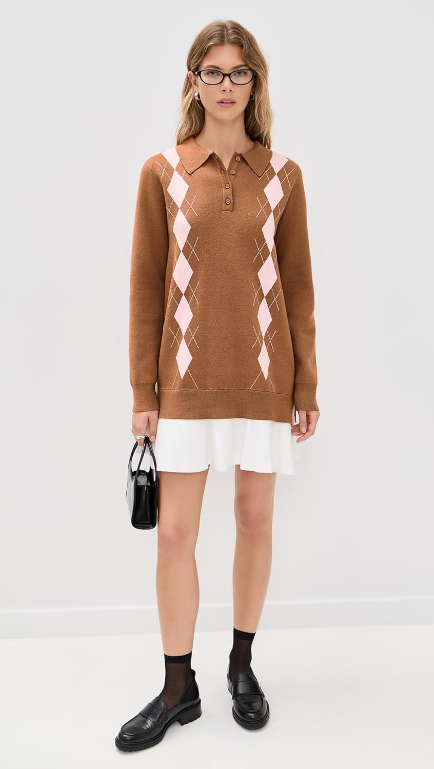 English Factory Women's Argyle Polo Knit Dress - Image 3