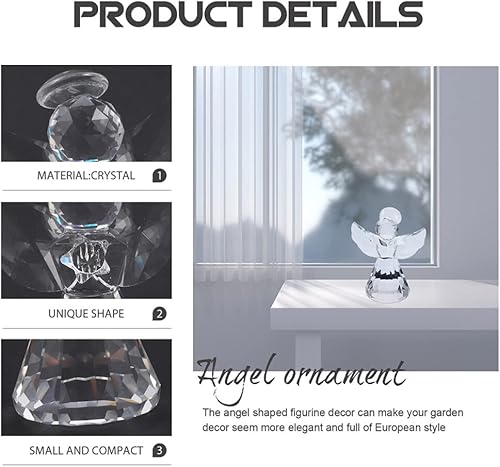 Miniatura 9 de COHEALI 2pcs Crystal Angel Figurine Paperweight Glass Guardian Angel Statue for Women Art Collectible Figurines Hand Blown Glass Art Angel