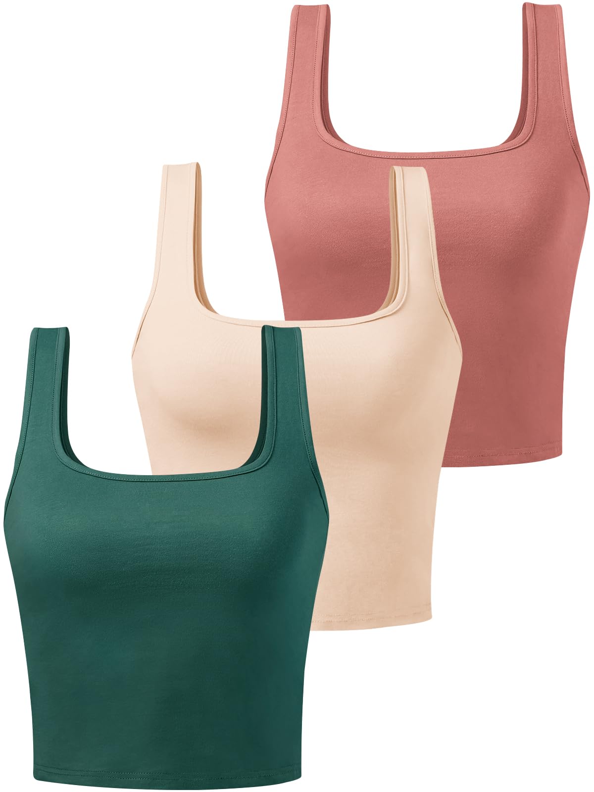 Porvike Sports Crop Tank Tops for Women Cropped Workout Tops Racerback Running Yoga Tanks Cotton Sleeveless Gym Shirts 3 Pack