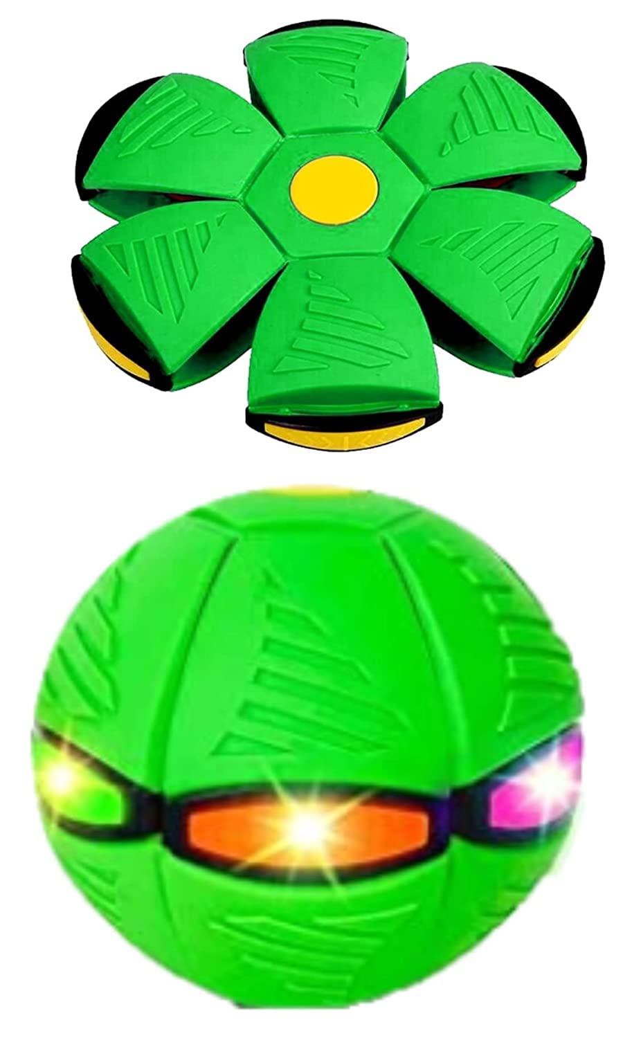 Outdoor Garden Football Game Magic UFO Deformation Interactive Toys Magical Flying Magic Dog Toys Outdoor Venting Decompression UFO Ball Football with Alternative 3 LED Flashing Lights.