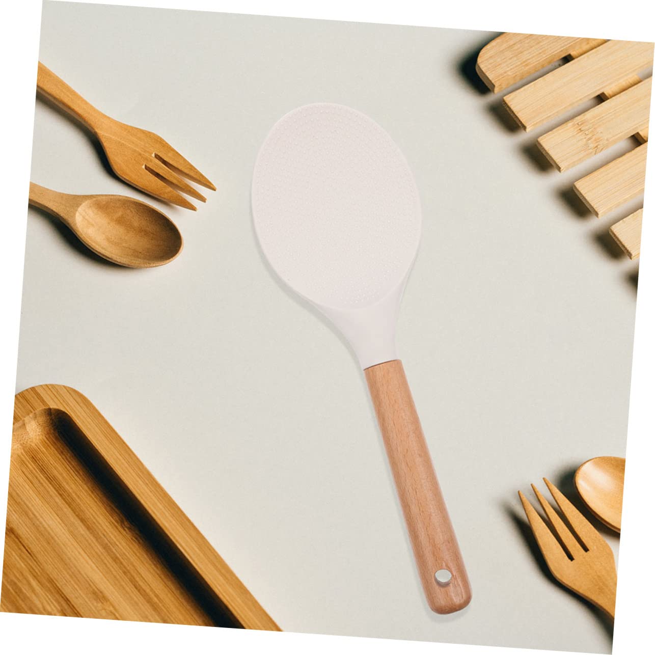 CONGARTENO 2Pcs Silicone Rice Spoons Ergonomic Wear Resistant Rice Scoopers for Easy Serving and Cleaning Kitchen Utensils for Daily Use with Smooth Design