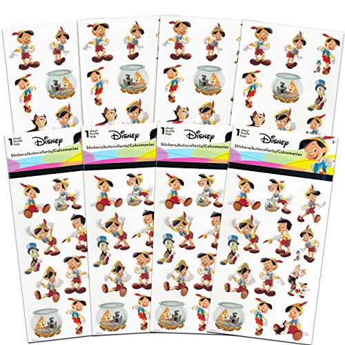 Disney Pinocchio Stickers Party Favors Set ~ Bundle Includes Over 100 Pinocchio Stickers Featuring Jiminy Cricket, Geppetto, Figaro, and More (Pinocchio Party Supplies)