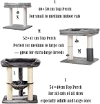 Tour de l'arbre de chat avec perche supérieure pour les grands chats intérieurs, poste d'éraflement de chat Tall avec 54x40cm Grand lit pour grands chats, housse amovible, scratcher de chat sisal épais avec hamac doux, gris, L