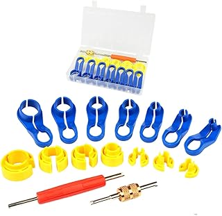 16PCS Car AC Fuel Line Disconnect Tool Set with Storage Box – 1/4 5/16 3/8 1/2 5/8 3/4 7/8 Inch Master Quick Disconnect Kit for Fuel Filter, Transmission Oil Cooler & AC Hose Removal Tool