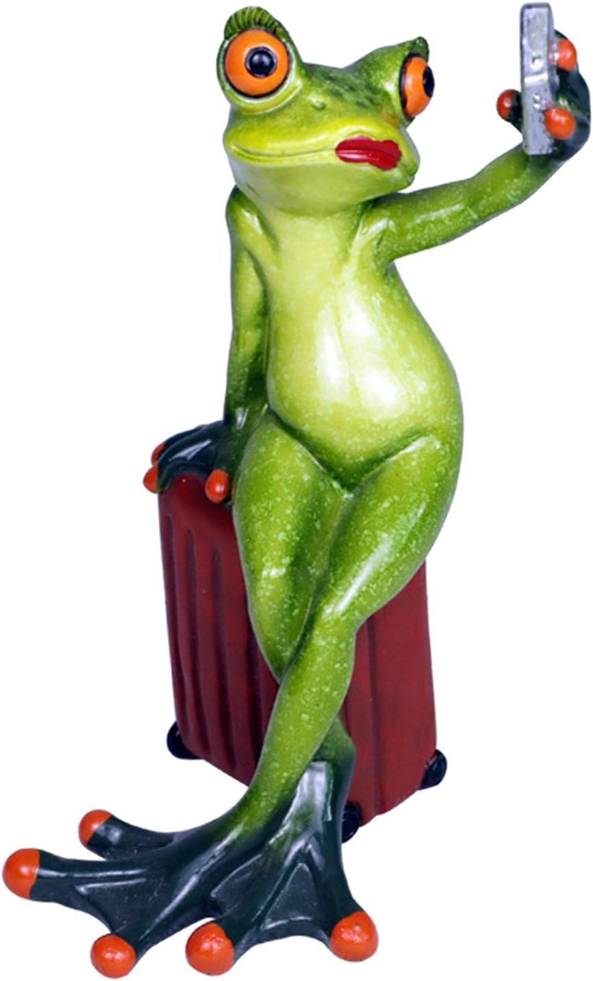 FASHIONMYDAY Selfie Frog Miniature Figurine Resin Yard Statue Crafts for Shelf Cabinet | Home & Garden | Home Decor | Figurine | Figurines