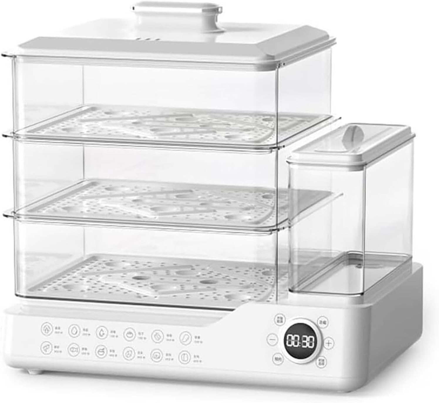 3-Tier Electric Food Steamer,for Healthy Cooking Vegetables, Meats,with Separate Water Tank, Digital Timer, Touch Control Panel, Stackable Baskets