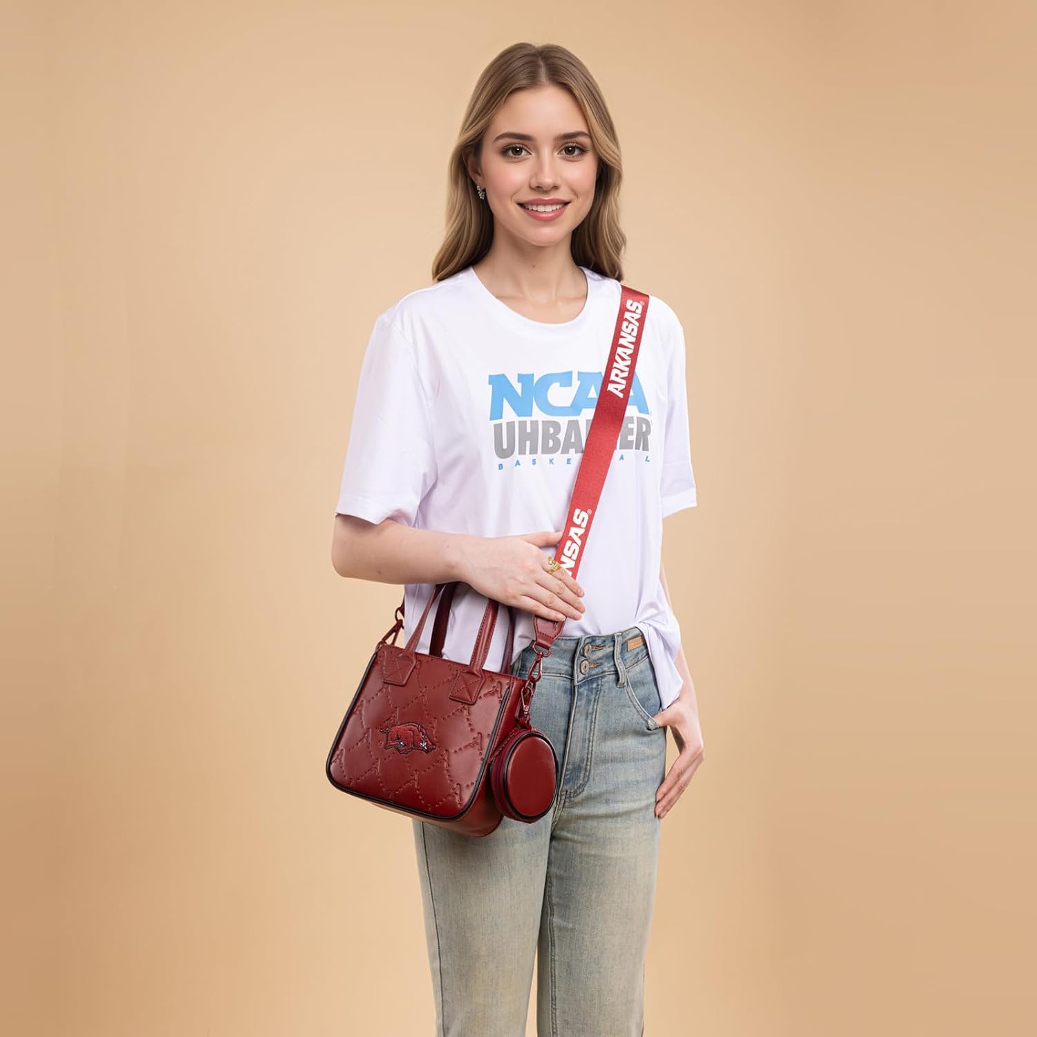 NCAA Purses and Handbags for Women, Ladies Work Handle Bag Small Totes, Leather Tote Bag for Graduation Gift