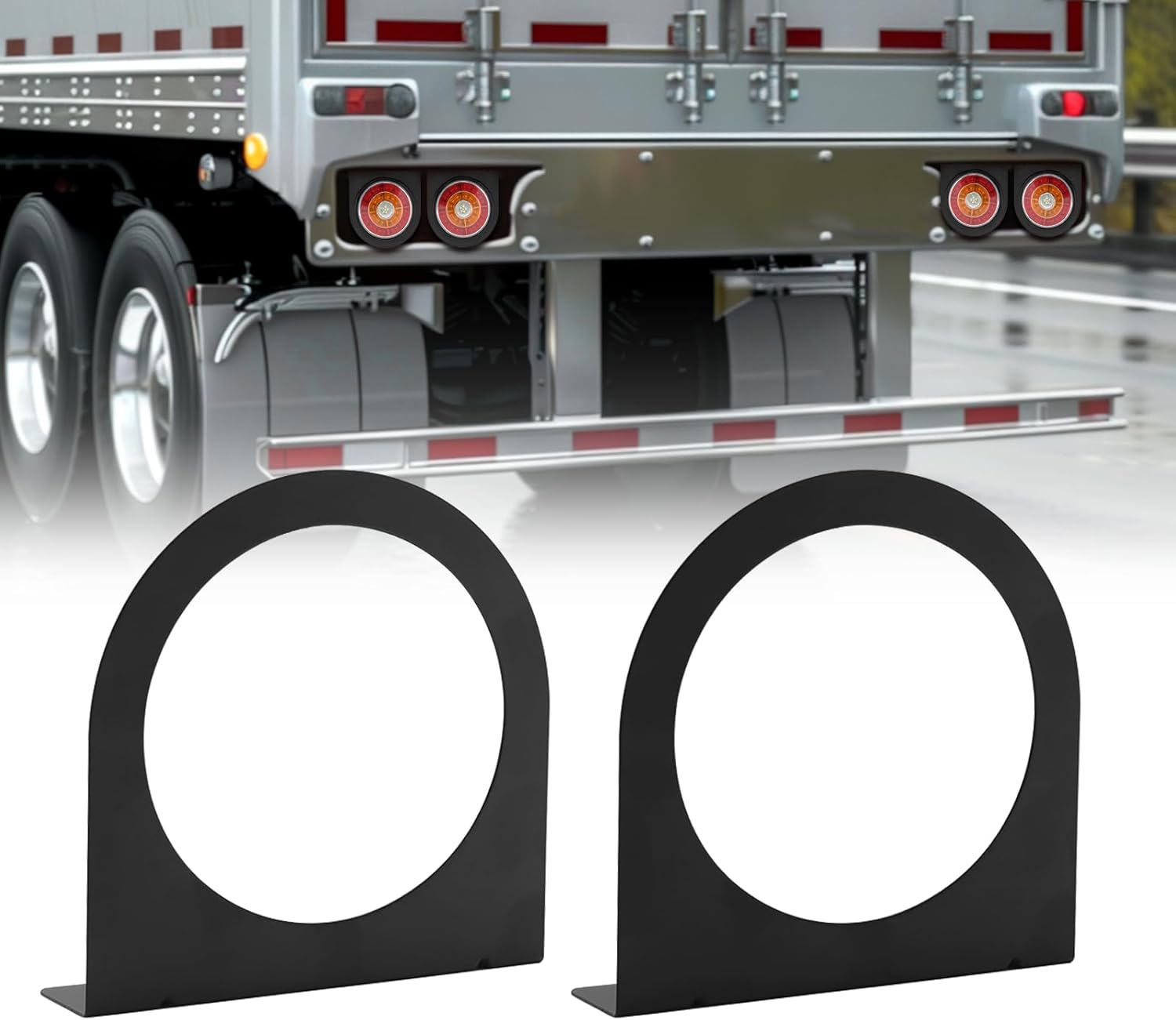 Ourbest 4 Inch Round LED Trailer light Iron Bracket, Led Truck Stop Brake Lamp Mount Clamp for RV Trailer Trucks 2Pcs (Single)