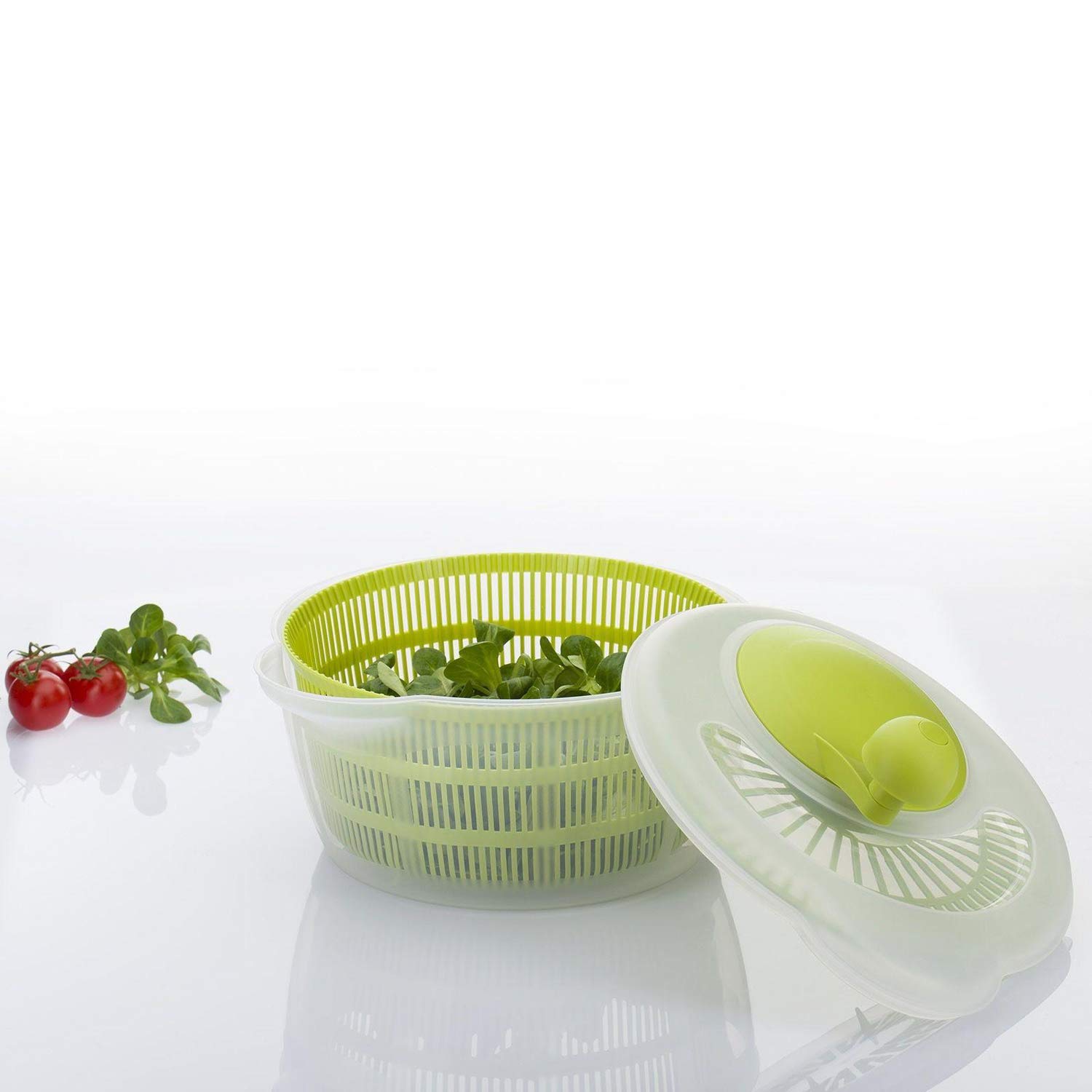 Westmark Ensaladera, Capacidad: 5 litros, ø 26 cm, Plástico, Sin BPA, Fortuna, Color: transparente/verde,243222E1