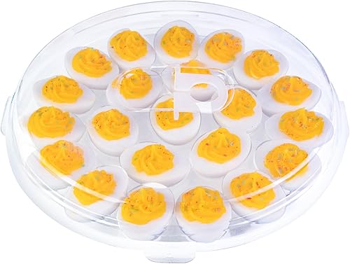 Miniatura 11 de HANSGO Recipientes para Huevos Rellenos con Tapa, Bandeja Portadora para Huevos Rellenos con 22 Ranuras para Fiestas y Cocina del Hogar, Rosa