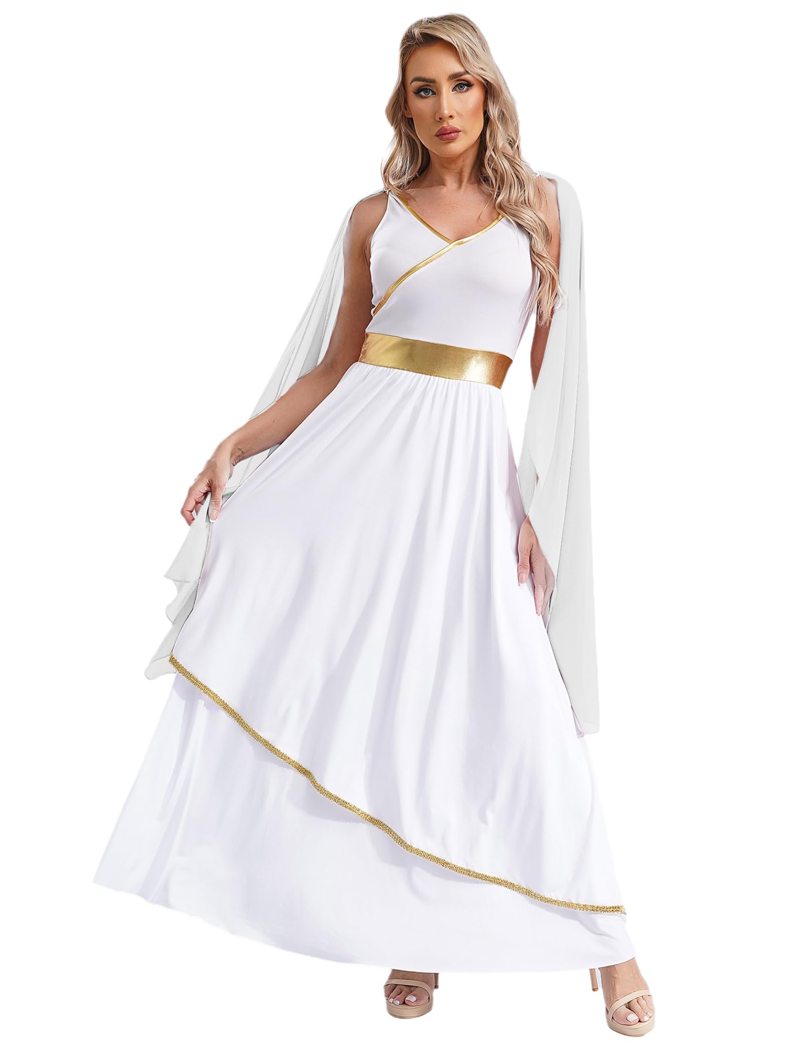 Costume de déesse grecque pour femme - Robe grecque blanche antique - Robe romaine - Pour fête à thème, spectacle et danse