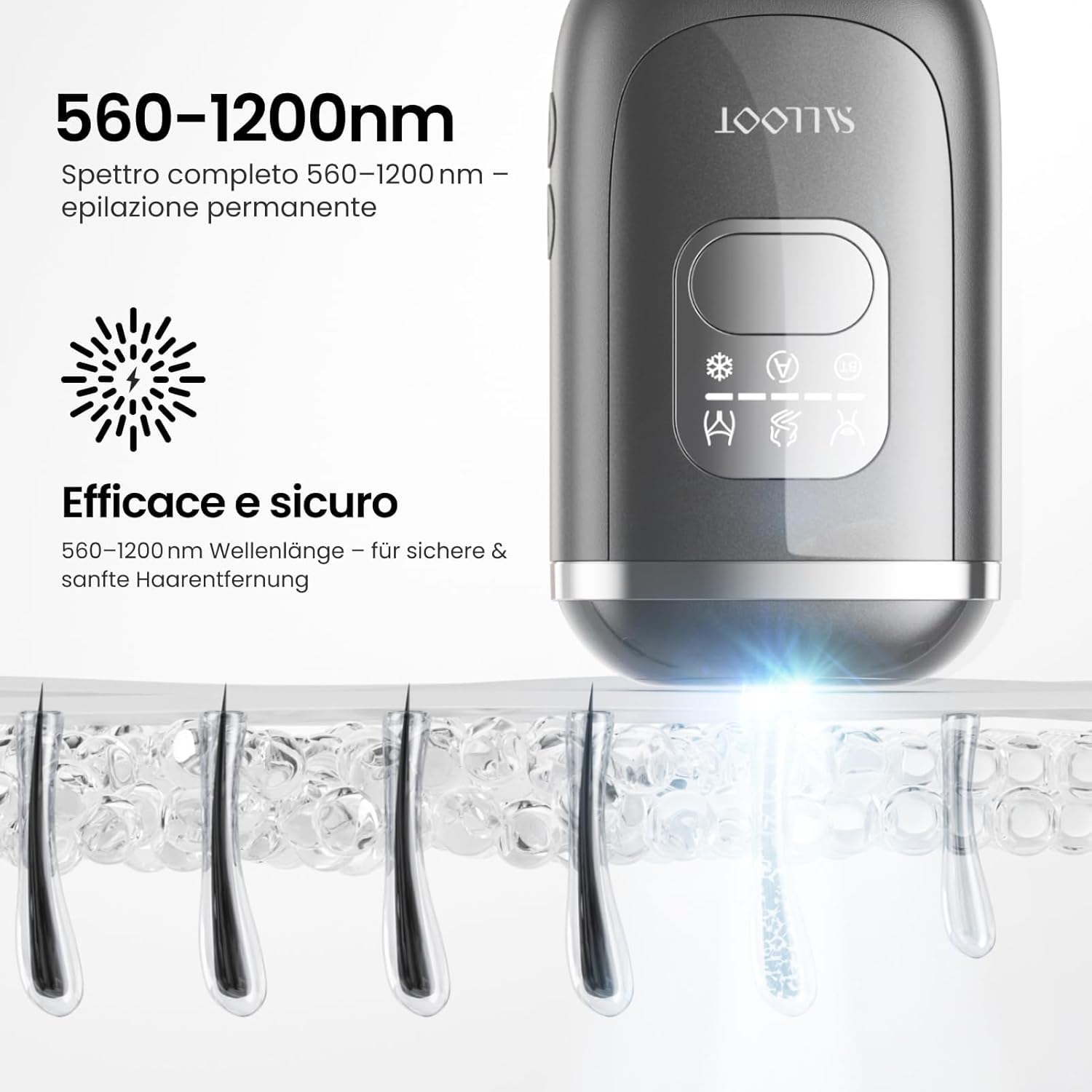 2026 Nuovo Epilatore Luce Pulsata con Doppio Impulso, 22J Epilatore laser Definitiva per peli ostinati,Epilatore laser con 4 °C Ghiaccio in Zaffiro per Donna Ascelle Bikini Corpo(Nero)