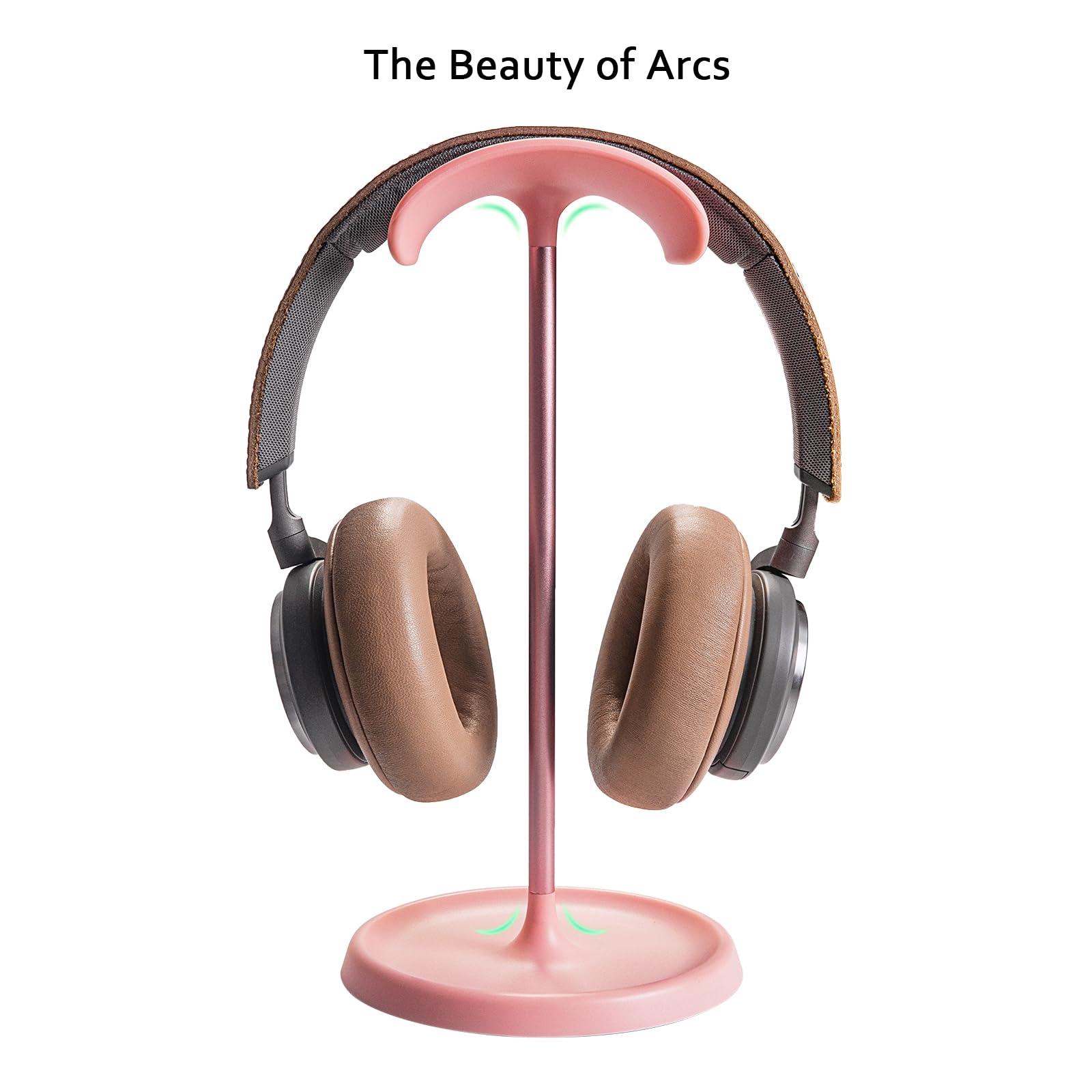 Kopfhörer Ständer, Gebogener Headset Halterung mit Ablagefach, Schwere Basis Gaming Kopfhörer Halter für AirPods Max, Beats, Bose, Sennheiser, Sony, und mehr (Rosa)