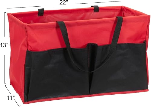 Miniatura 4 de Household Essentials Krush Bolsa multiusos de lona con bolsillos, bolsa reutilizable para comestibles, color rojo con negro