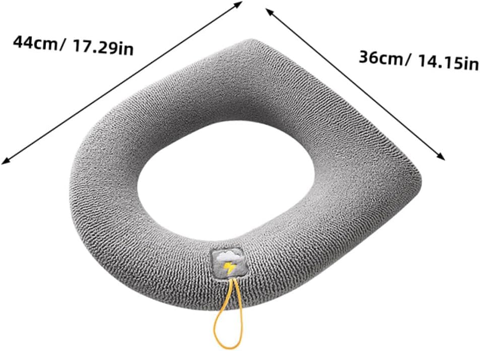 VOSAREA Soft Stretchable Toilet Seat Cover Cushion Pad Comfortable Warmth for Bathroom Washable Material Convenient Handle Design for All Seasons