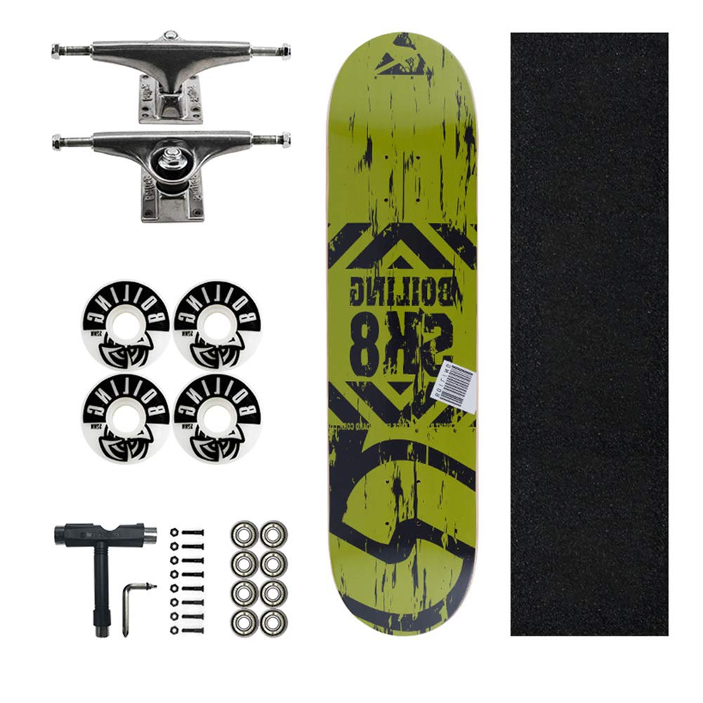 SJSF Y Complete Skateboards- 31'' Pro Standard Skateboards with High-Speed Bearings for Beginners Starter Kids Boys Girls Teenager Cruiser Skateboard,A