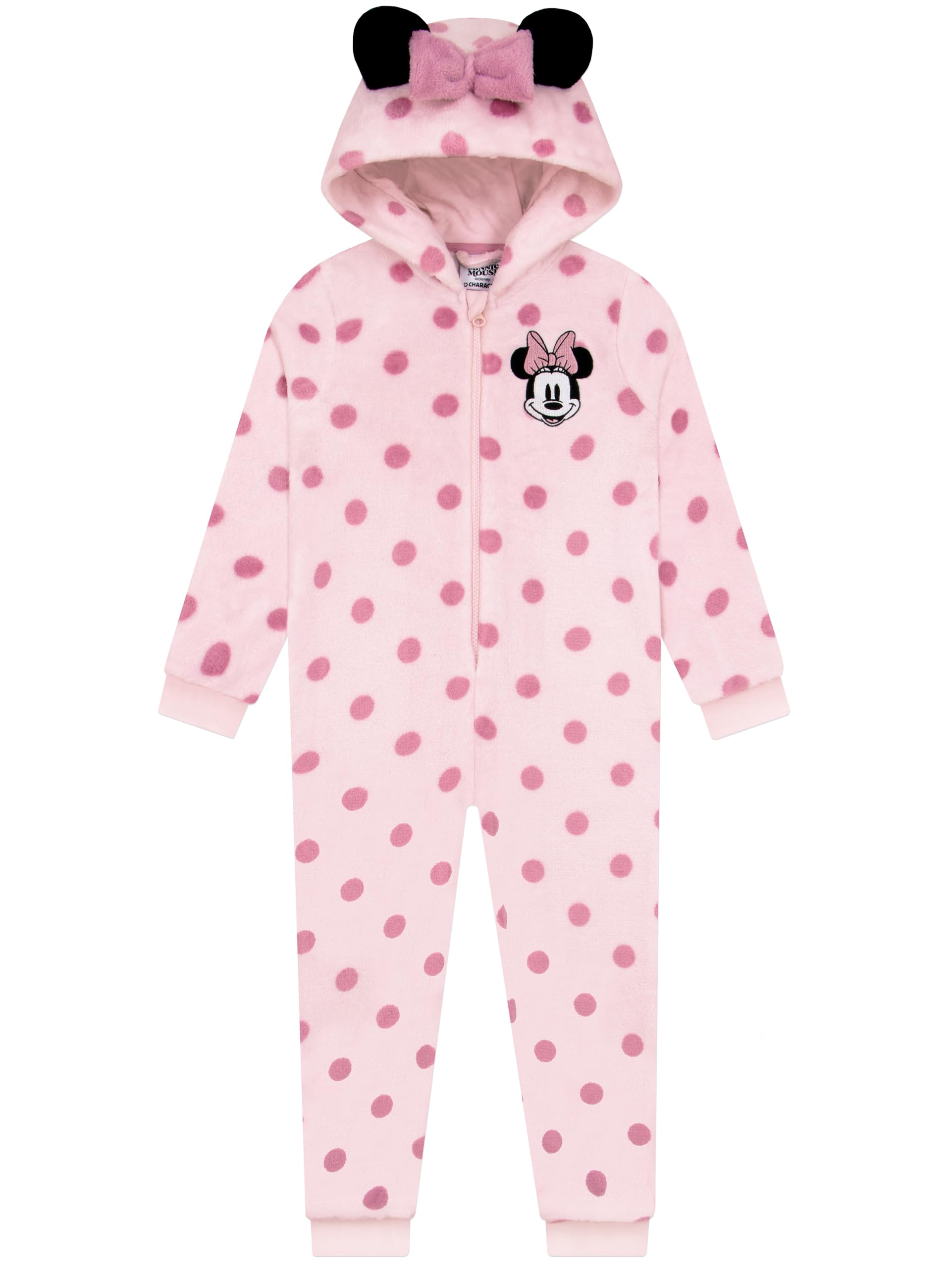 Disney Onesie, Minnie Mouse Pyjamas, Girls Onesie With 3D Ears And Bow, Fleece Kids Onesies, Pink 2-3 Years