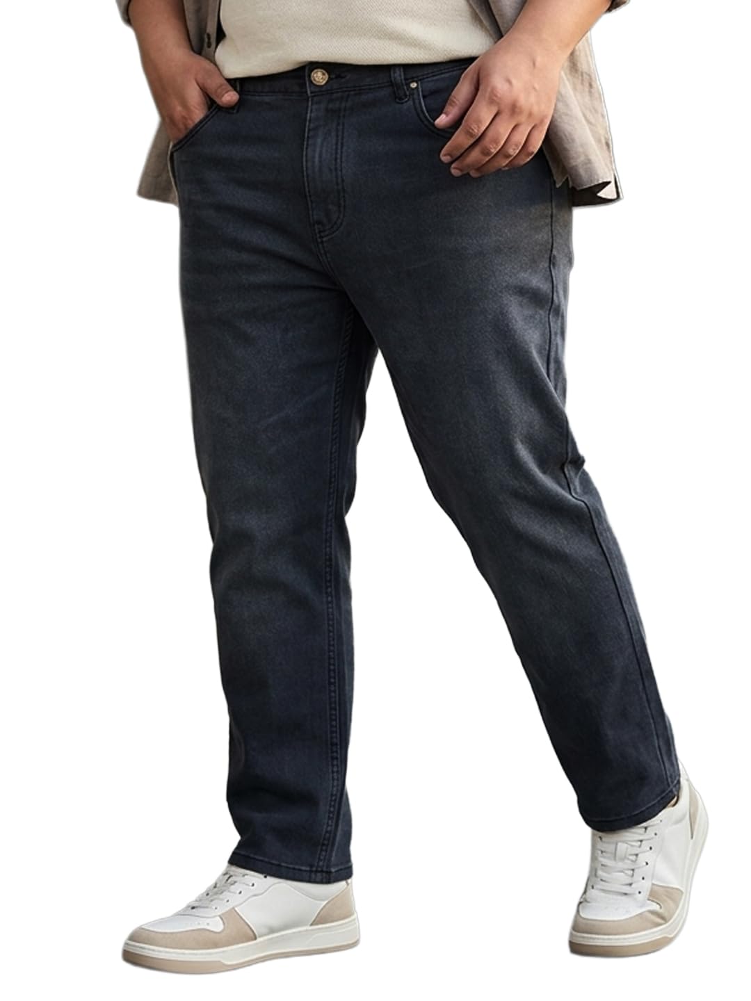 urbano plus Men's Dark Grey Regular Fit Solid Jeans Stretchable (plusepsjeanp-dgrey-44-01)-picture-26