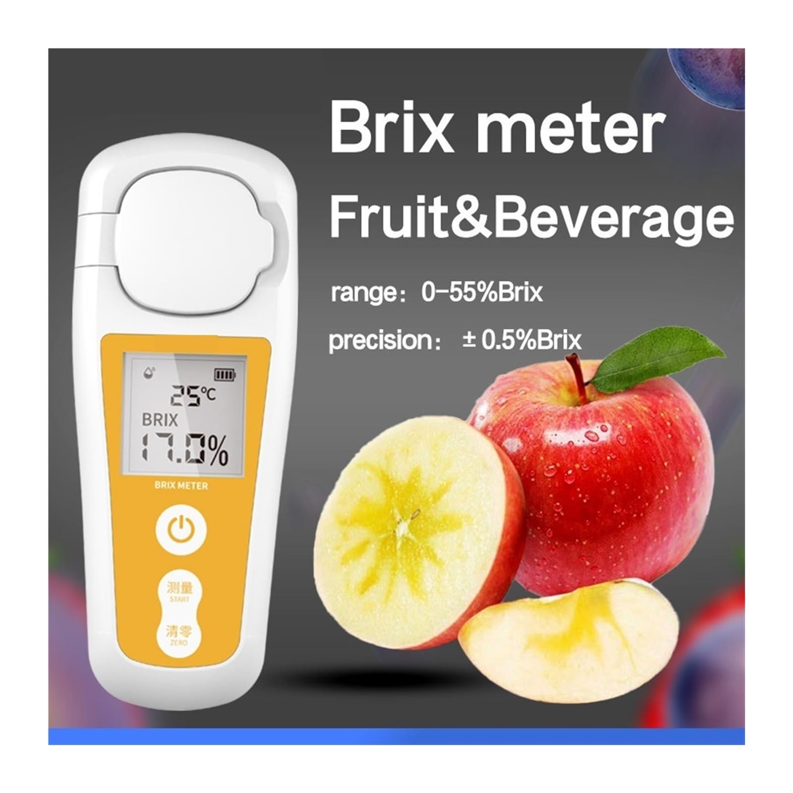 Refractómetro, Refractómetro Digital Recargable for medir y azúcar en líquidos con Pantalla LCD, for medir Frutas, Bebidas y Miel,para el hogar(0-55% Accuracy 0.5%)