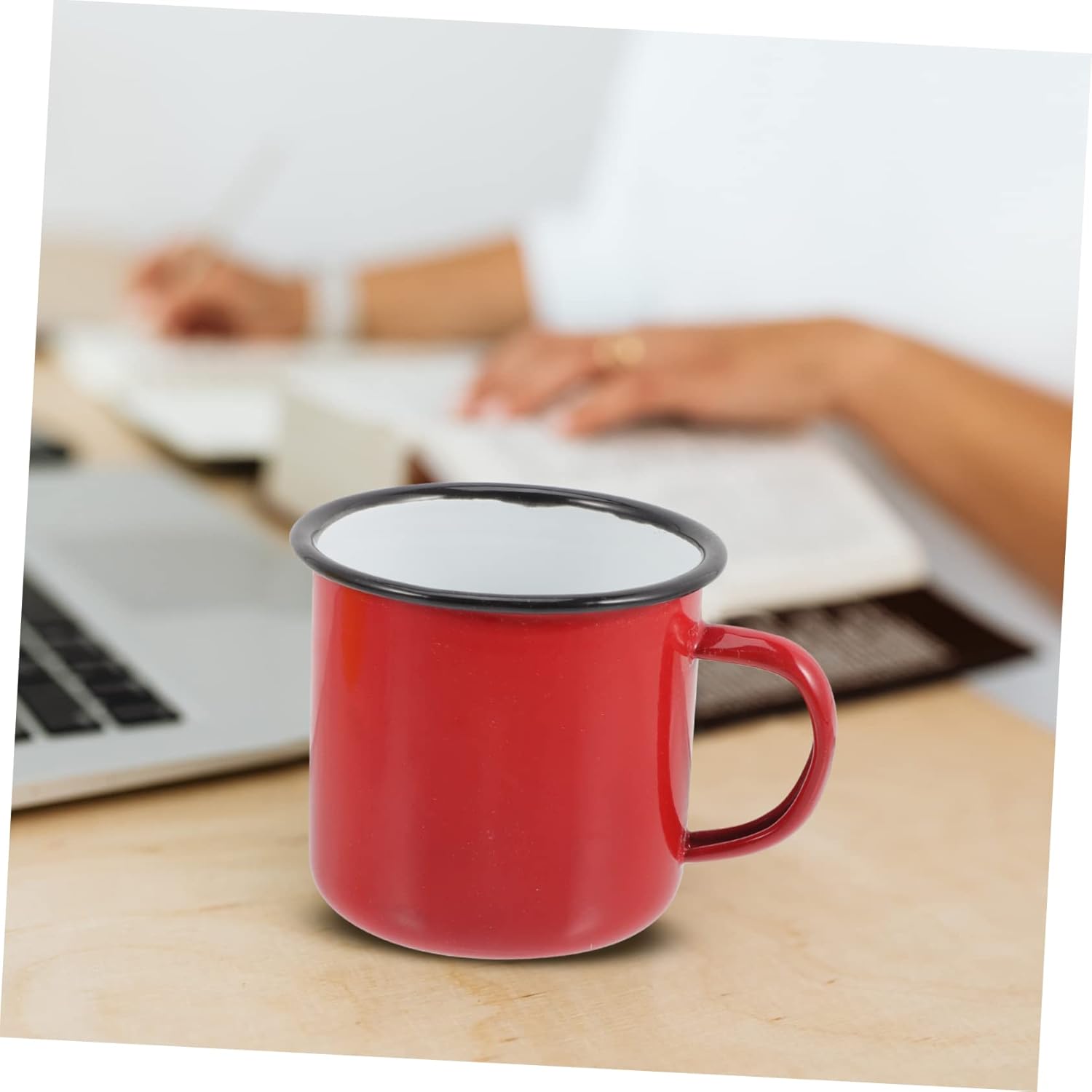 OUNONA 4Pcs Extra Enamel Mug Retro Water Cups for Home Camping and Outdoor Use Lightweight Handheld Multi Purpose Design Scalding Handle