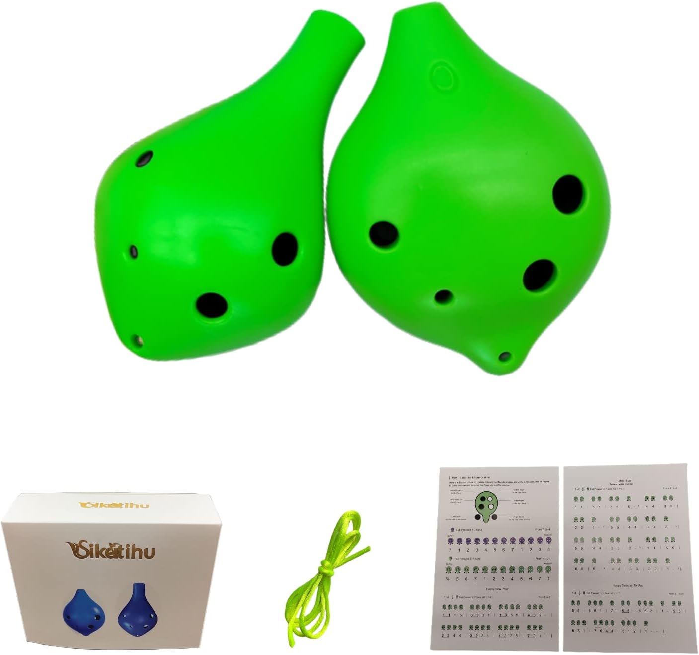 SIKATIHU 2PCS 6 Hole Ocarina C Key Plastic Ocarina Music