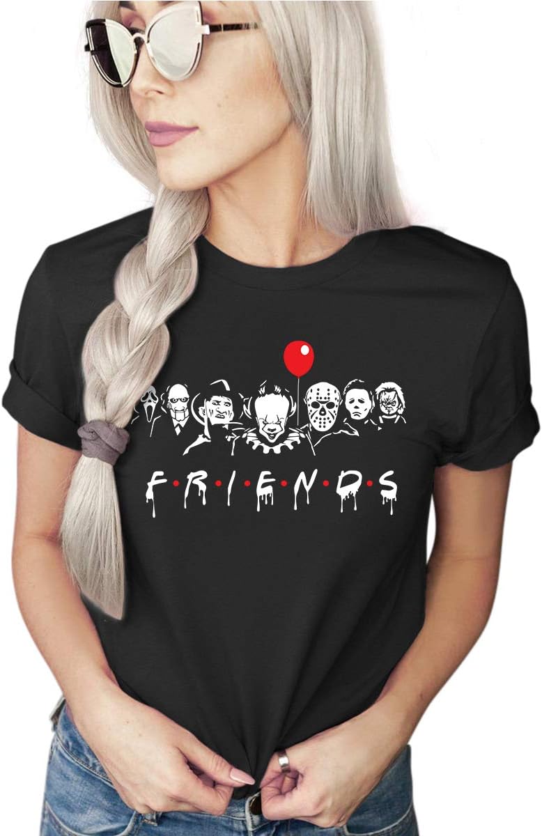 Asher's ApparelFriends of Horror T-Shirt | Funny Halloween Shirt | Costume Tee | Unisex Sizing