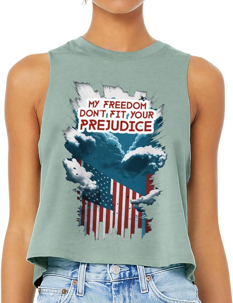 Patriotic Flag Racerback Cropped Tank - Gifts for USA Lovers - Great Gift